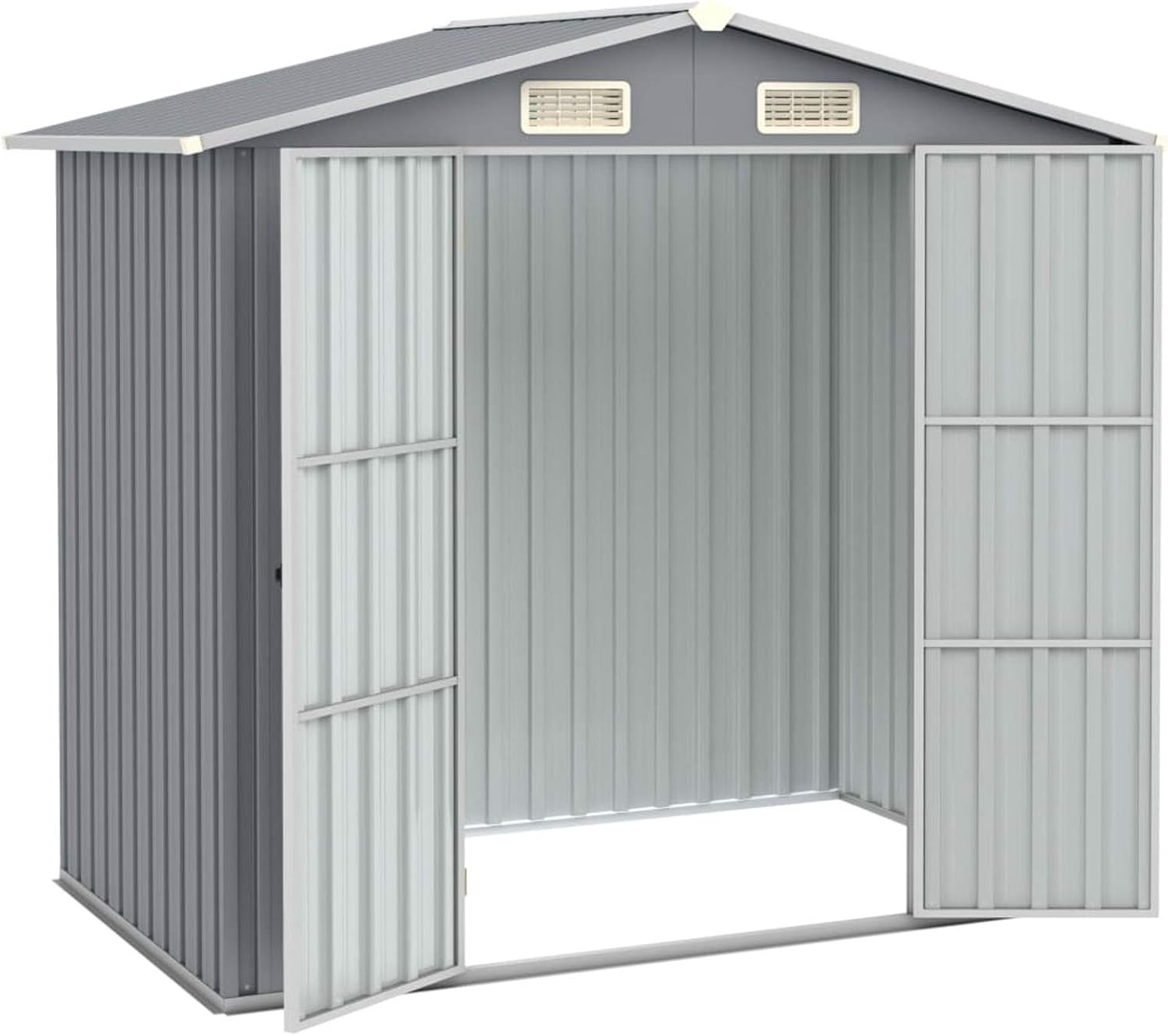 ARKEM - Abri de jardin acier 205x129x183 cm, gris, stockage outils