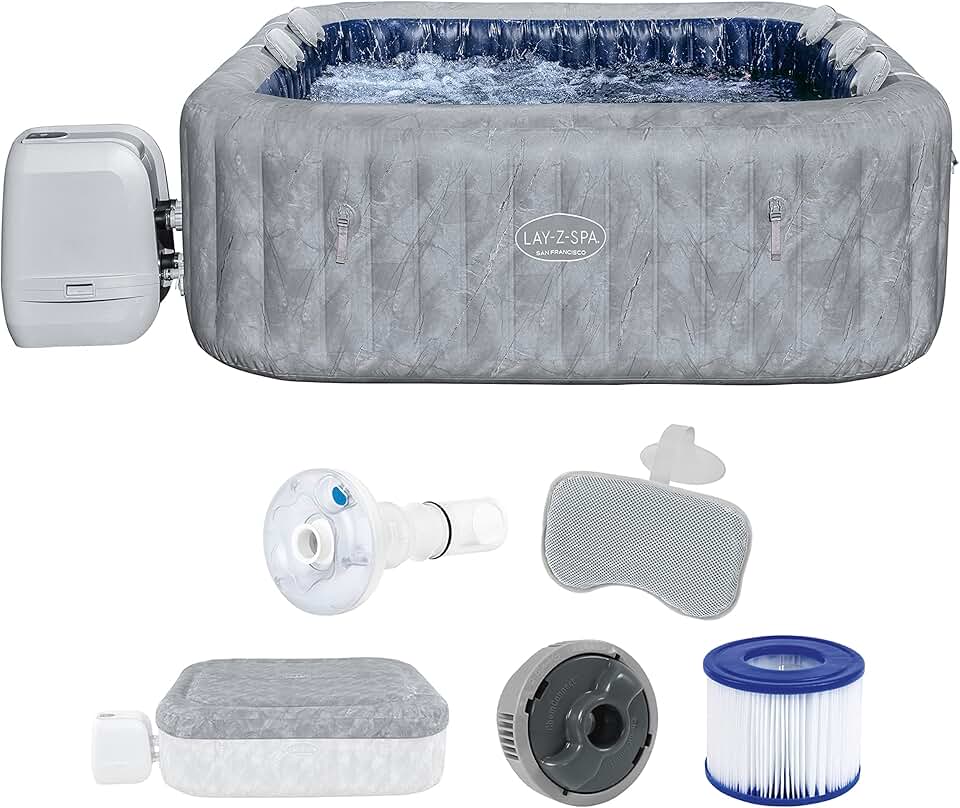Bestway - San Francisco HydroJet Pro - 230x230x71 cm - spa gonflable éco, 5-7 pers., contrôle appli
