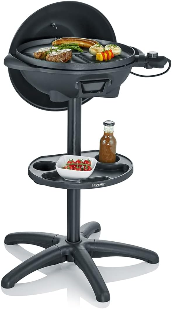 SEVERIN - barbecue électrique sur pieds - surface large, couvercle, grille fonte, thermomètre - PG 8541