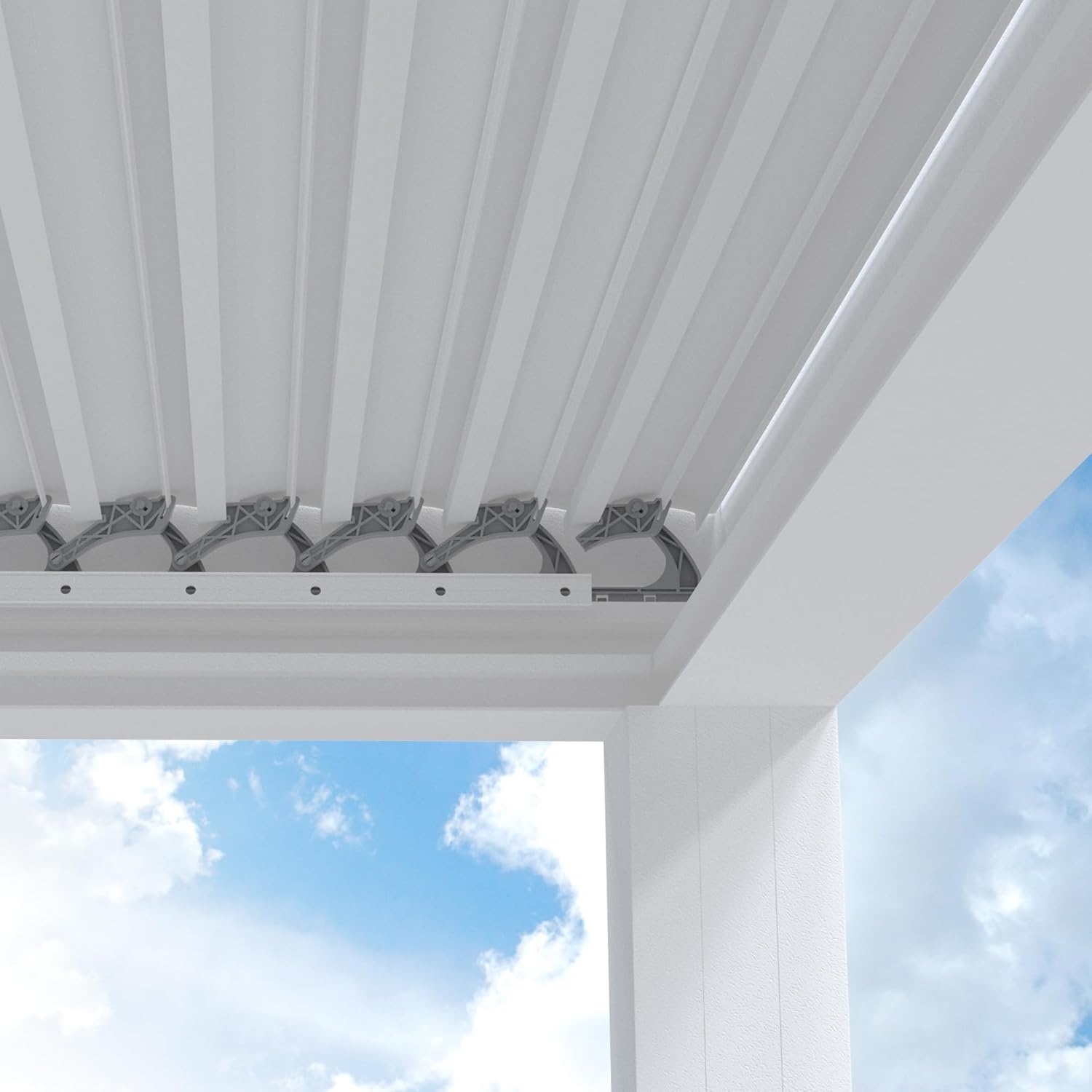 PURPLE LEAF - Pergola bioclimatique aluminium 4,6x3,3m, lames orientables, blanc