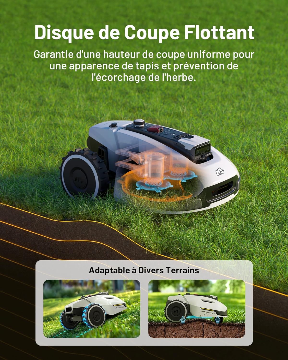 MAMMOTION - YUKA 2000 - 2000-2400m² - robot tondeuse sans fil, RTK+Vision, double disque, 4G