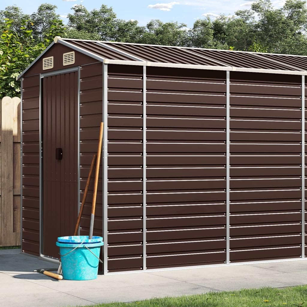 vidaXL Abri de Jardin Marron 191x470x198 cm Acier galvanisé