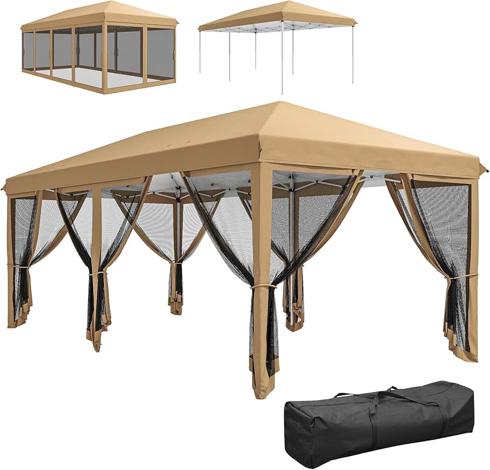 Outsunny - Tonnelle pliante 6x3m - anti-UV, moustiquaires, sac transport