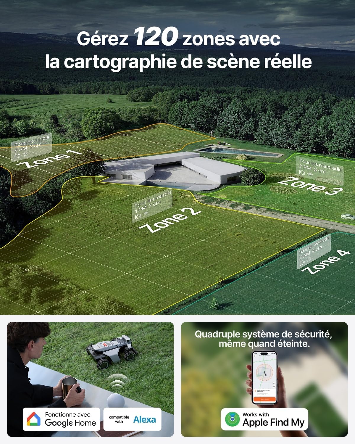 Segway - Navimow X420 - robot tondeuse 4x4, pente 84%, 2000 m², X420