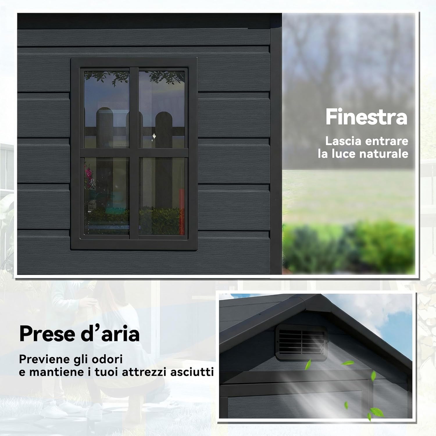Outsunny - abri de jardin 1,09 m² - PP, aluminium, plancher, porte sécurisée