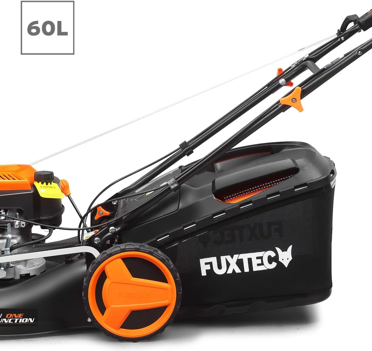 FUXTEC Tondeuse Thermique autotractée à Vitesse réglable FX-RM5196PRO, Largeur de Coupe 51 cm et Moteur autopropulsé 196cm3 GT Variable, Bac de ramassage 60L