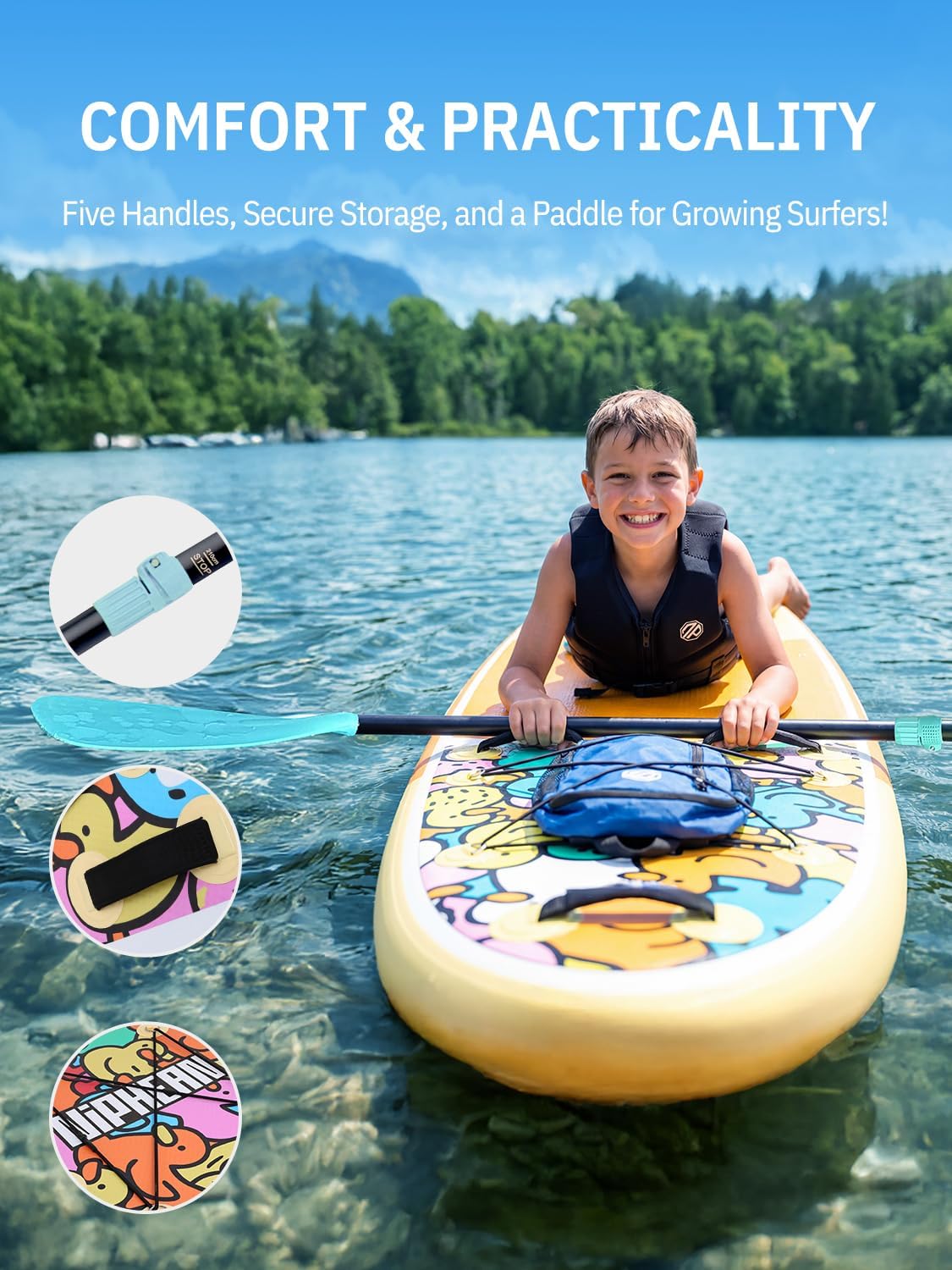 Niphean Paddle Gonflable Adulte avec Tous Les Accessoires, 320cm Planches de Stand Up Paddle Gonflables pour Tous Les Niveaux, Sup avec Capacité 200 kg pour 2 Personnes, Paddle Gonflable avec Siège