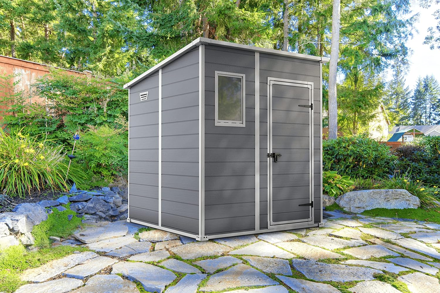 Keter Abri de rangement de jardin Manor Pent, 6 pieds x 6 pieds, gris