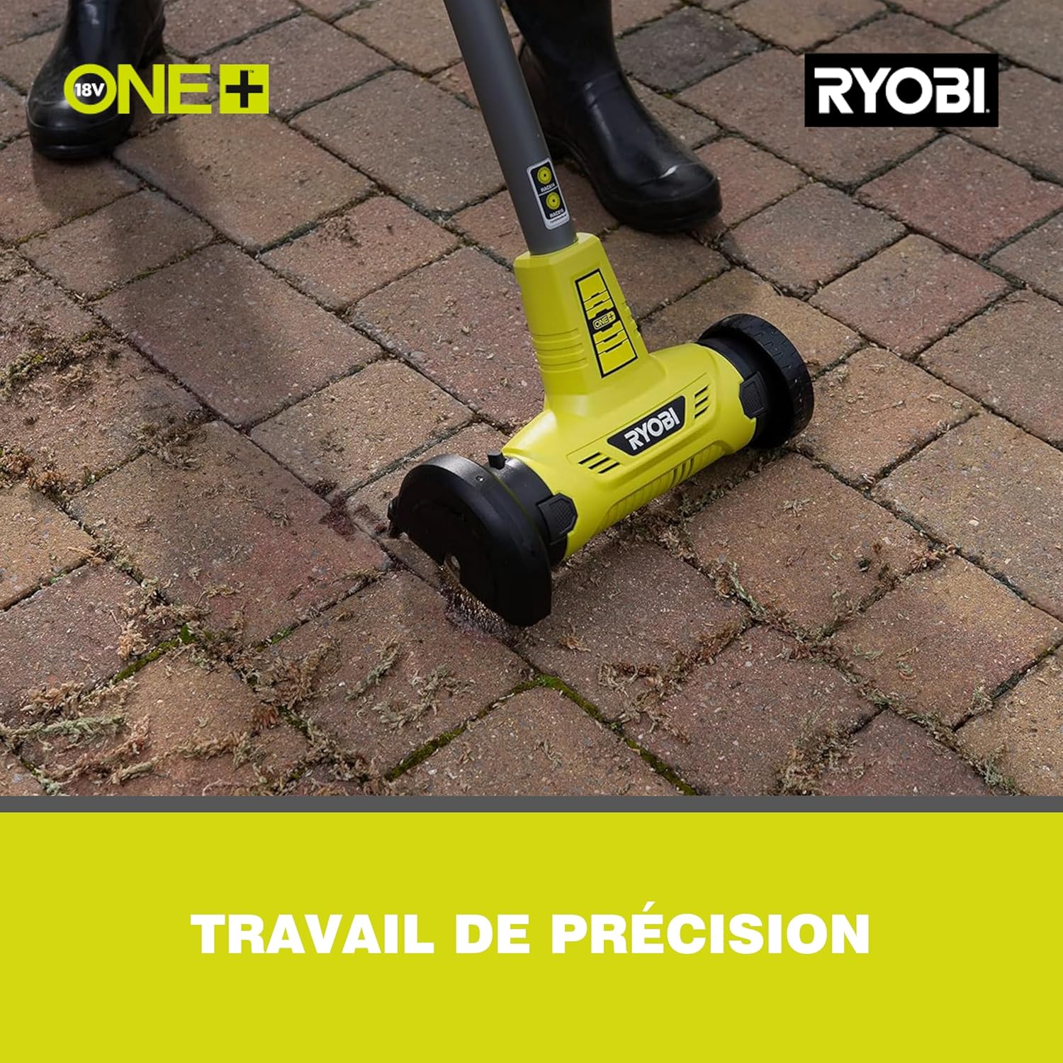 Ryobi - Nettoyeur de joints One+ 18V - Brosse métallique 11,5cm, efficace pour terrasse et carrelage - RY18PCA-0