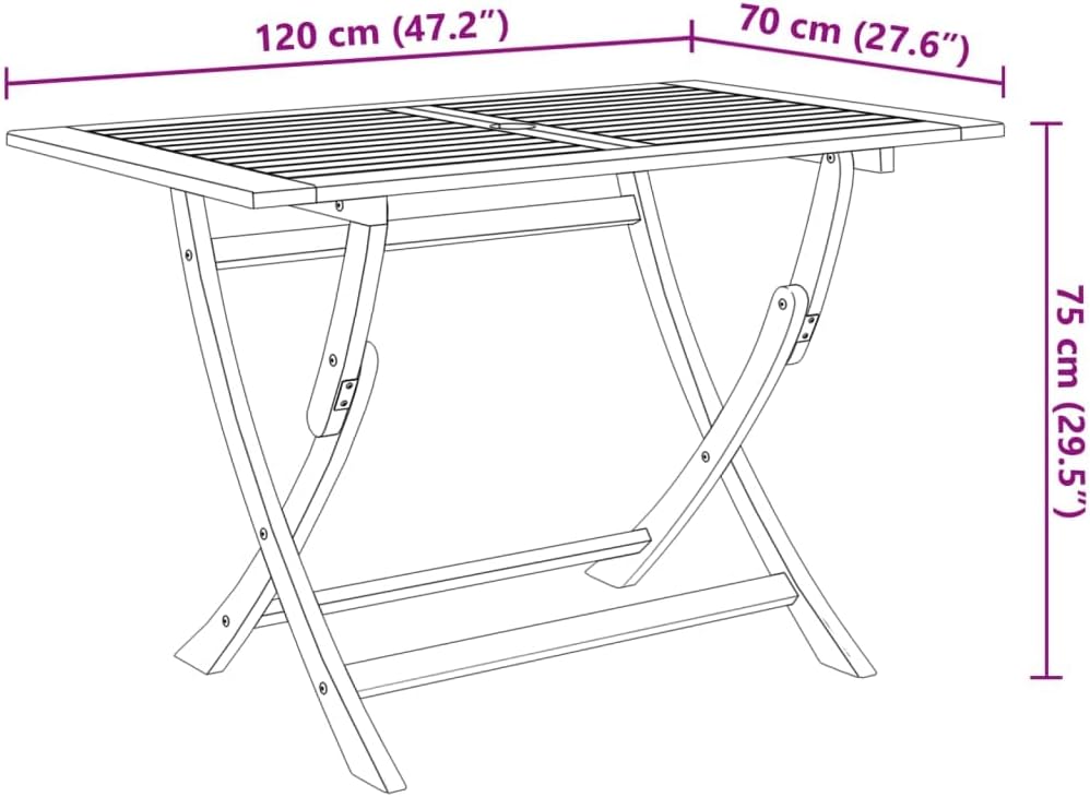 vidaXL - Table pliante extérieure - 120x70x75 cm - acacia massif