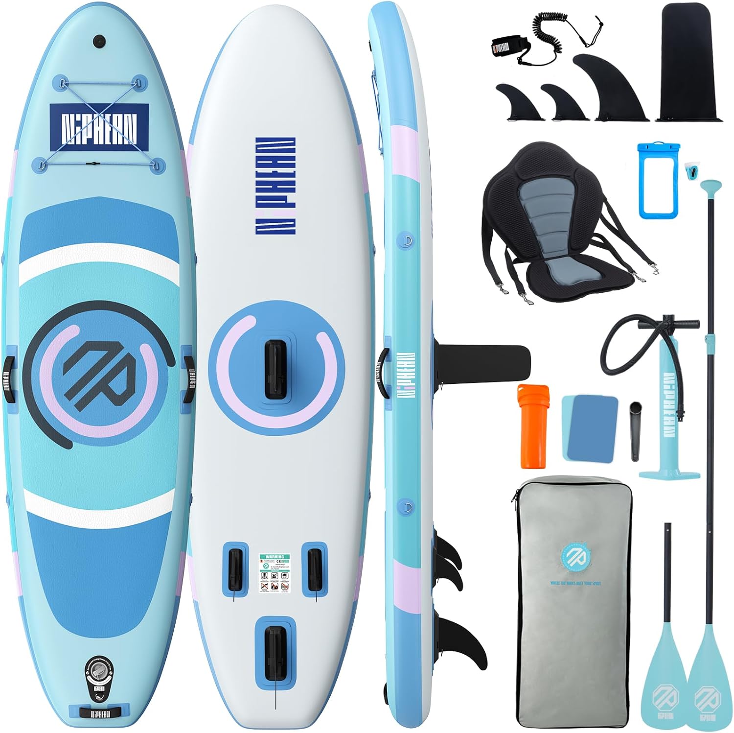 Niphean - Paddle gonflable adulte ultraléger 320 cm - siège, aileron StabilTrac, antidérapant