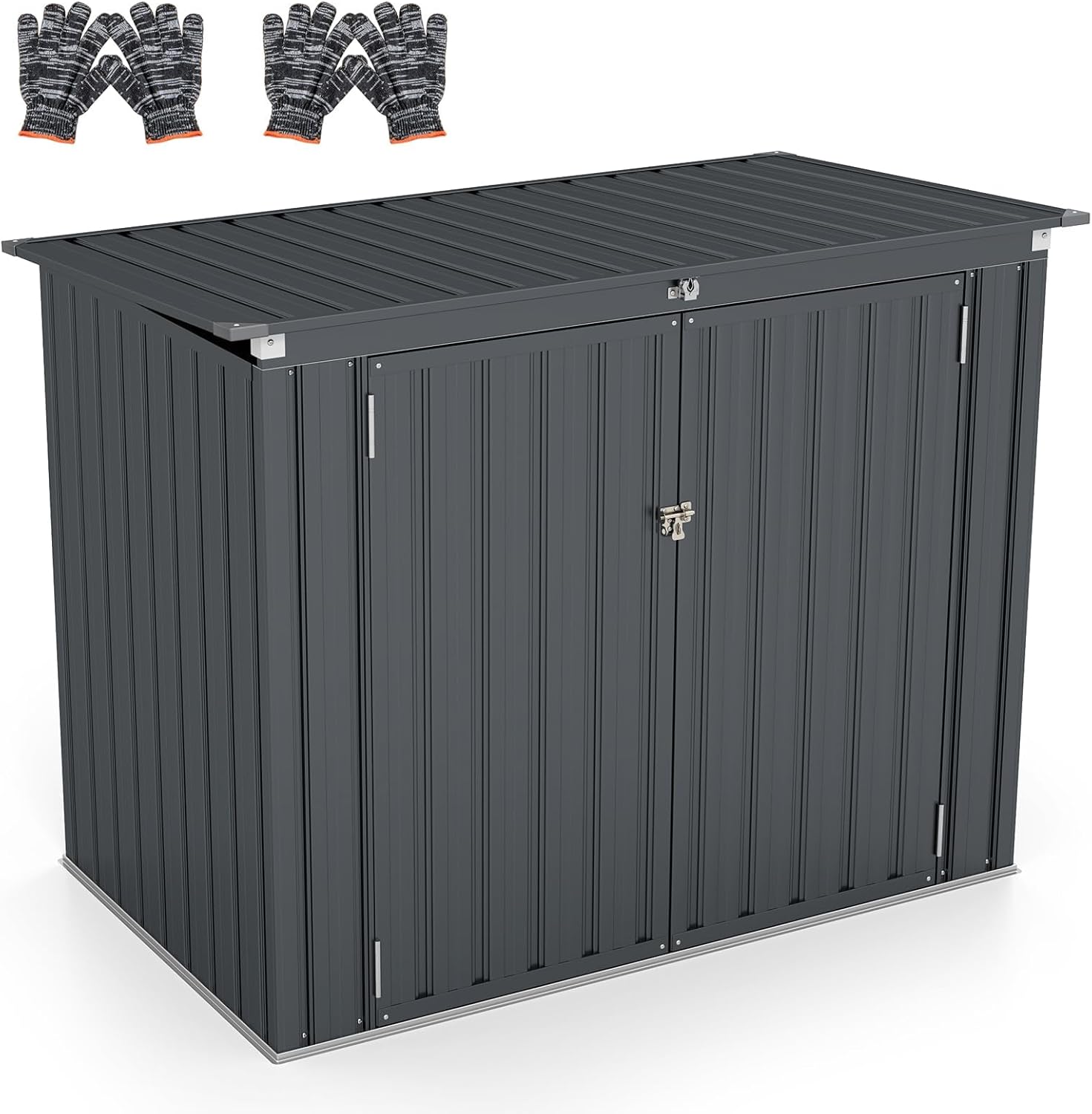 RELAX4LIFE - Abri de jardin métal - 172x100x129 cm - 2 portes, couvercle relevable
