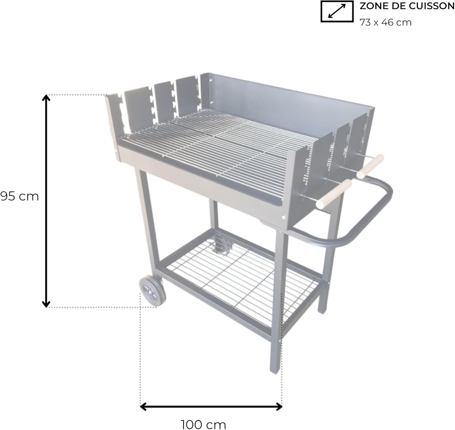 Cook'in Garden - Serena - XXL - Barbecue charbon acier, grille réglable