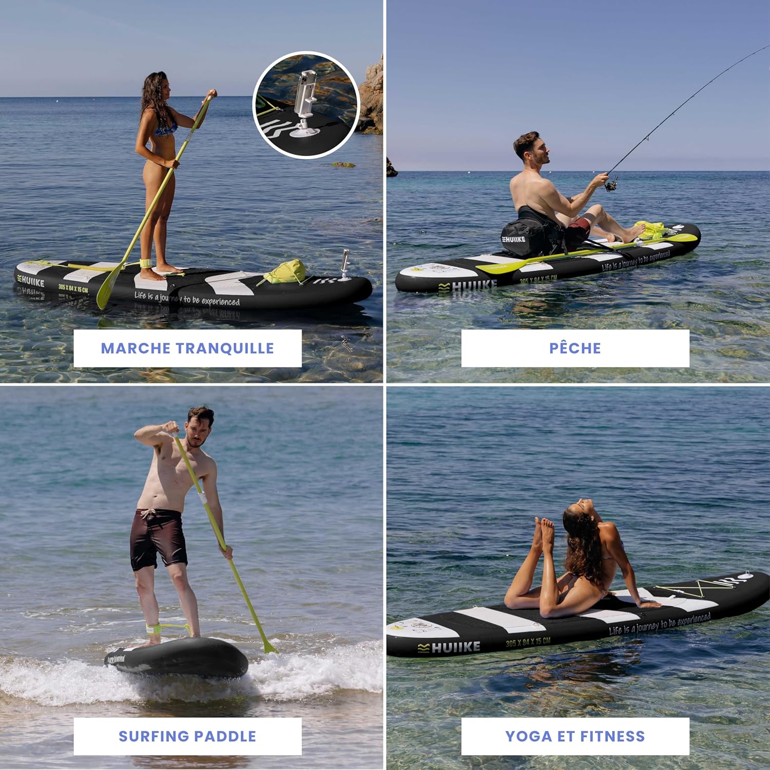 HUIIKE - Paddle Gonflable adulte - 305x84x15cm - stable, résistant, 130kg