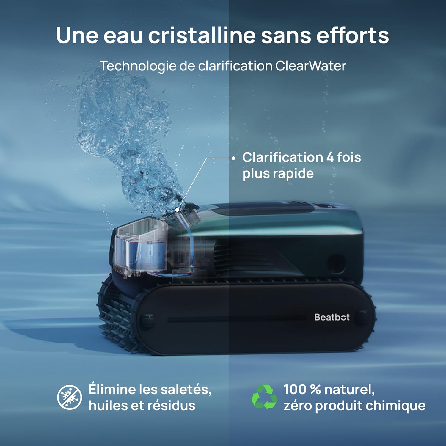 Beatbot AquaSense 2 Pro Robot Piscine sans Fil, nettoie Le Fond, Parois et flottaison, Aspirateur Piscine avec Remontée Automatique, jusqu'à 11 Heures, pour piscines jusqu'à 360 m²