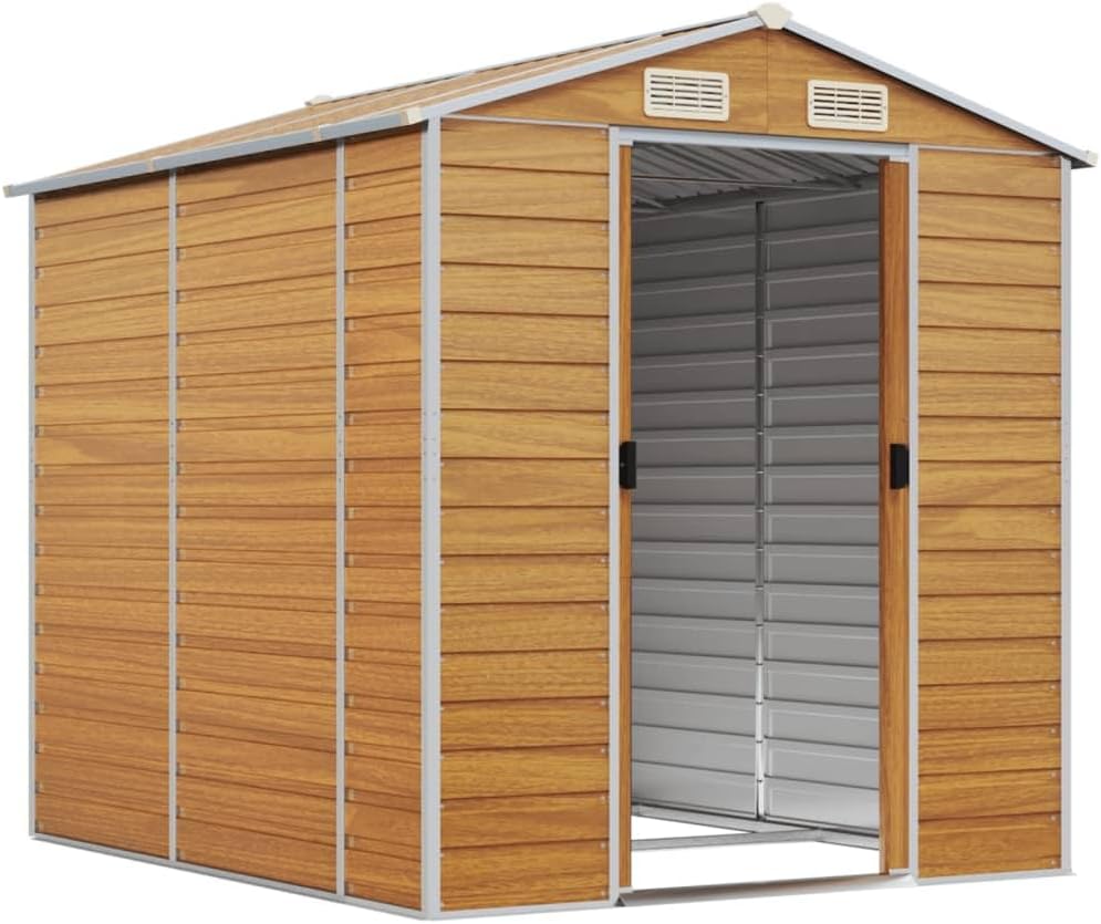 vidaXL - Abri de Jardin série - 191x215x198cm - acier galvanisé, marron clair