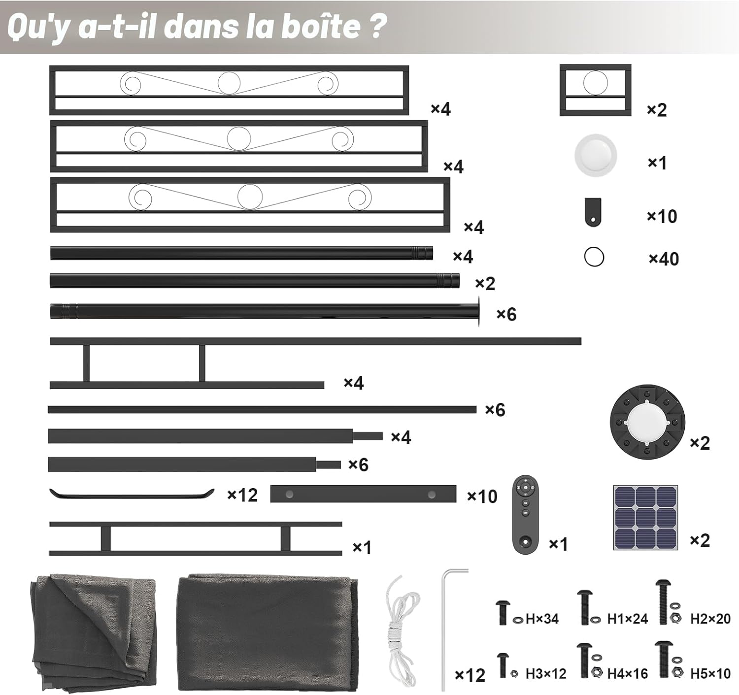 Devoko - tonnelle Deluxe - 3x4m - LED, imperméable, cadre métal