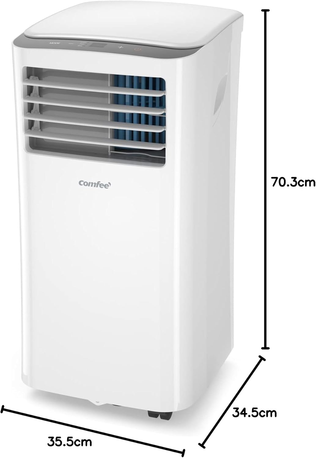 Comfee Climatiseur Mobile Portable 9000 BTU/h 2,6kW, 3-EN-1 Refroidisseur Déshumidificateur Ventilateur, Follow me, Minuterie, Mode nuit, Pour salon et maison de 33㎡/88m³, MPPH-09CRN7, EEK A, R290