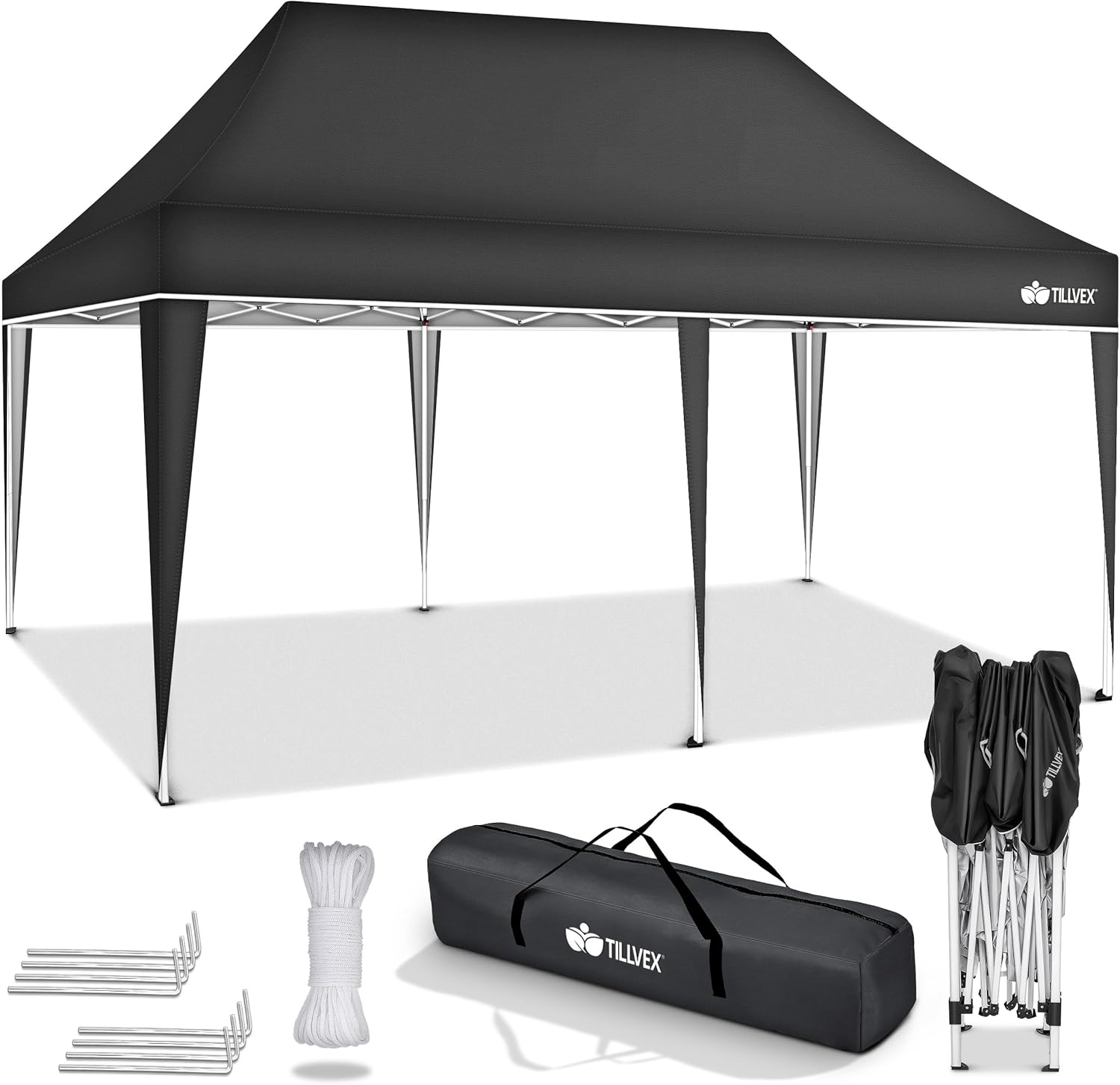 Tillvex - Tonnelle Pop-up 3x6m - étanche, UV50+, réglable, sac inclus