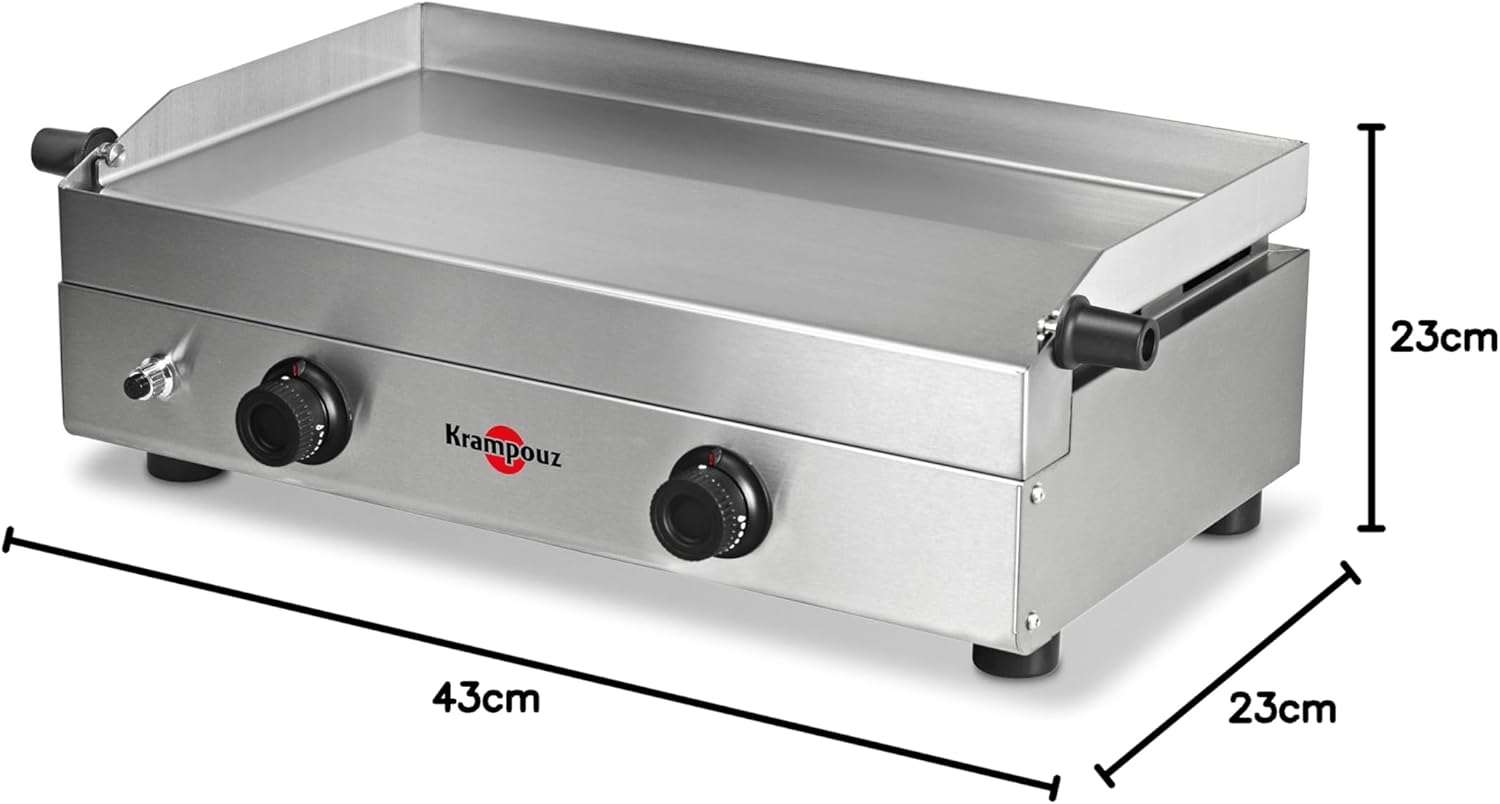 Krampouz - plancha gaz Saveur - inox 64x33 cm - 2 zones, 3400W, PFSV2MA-KR
