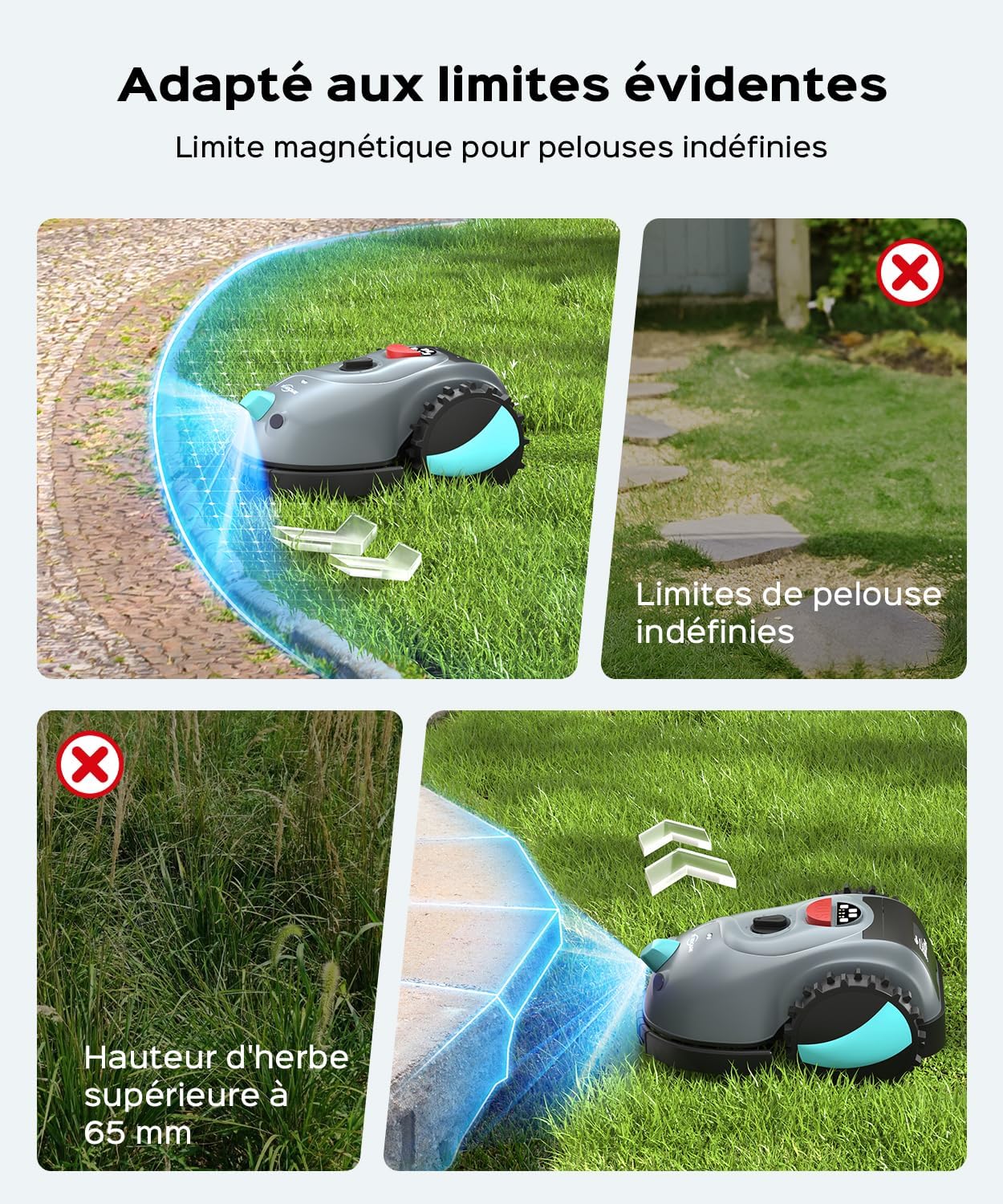 YARDCARE - robot tondeuse sans fil, navigation visuelle, coupe spiralée - V100