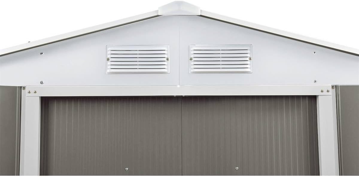 Habitat et Jardin - Dallas - 191x277x202 cm - abri de jardin métal, acier galvanisé, taupe/blanc
