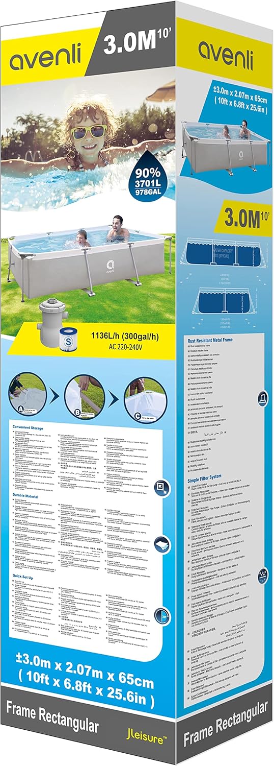 Avenli - Piscine rectangulaire structurelle - gris - montage facile