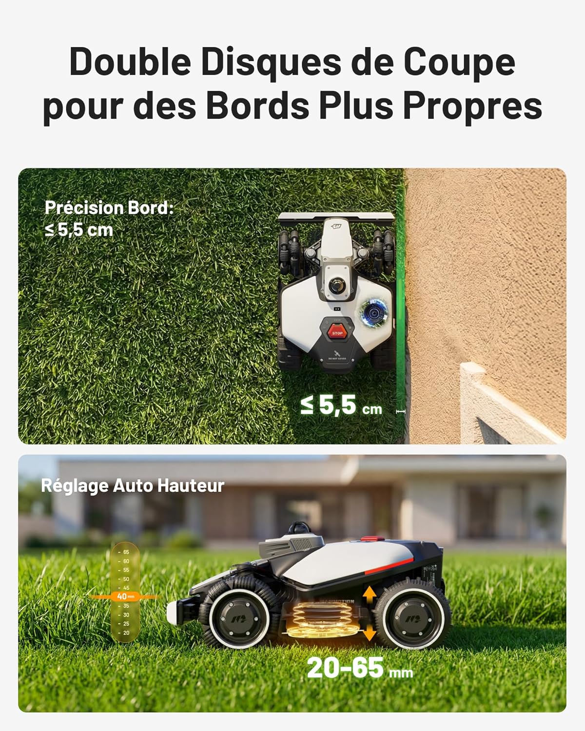 Mammotion - Luba Mini 2 AWD - 1500m² - LiDAR, double caméra IA, DropMow, 80% pente - LUBA Mini 2 AWD 1500