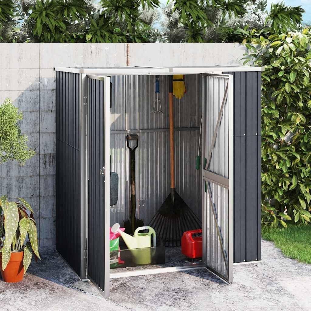 vidaXL Abri à Outils de Jardin Remise de Stockage Organisateur d'Outils Cabane de Rangement Extérieur Anthracite 161x89x161cm Acier Galvanisé