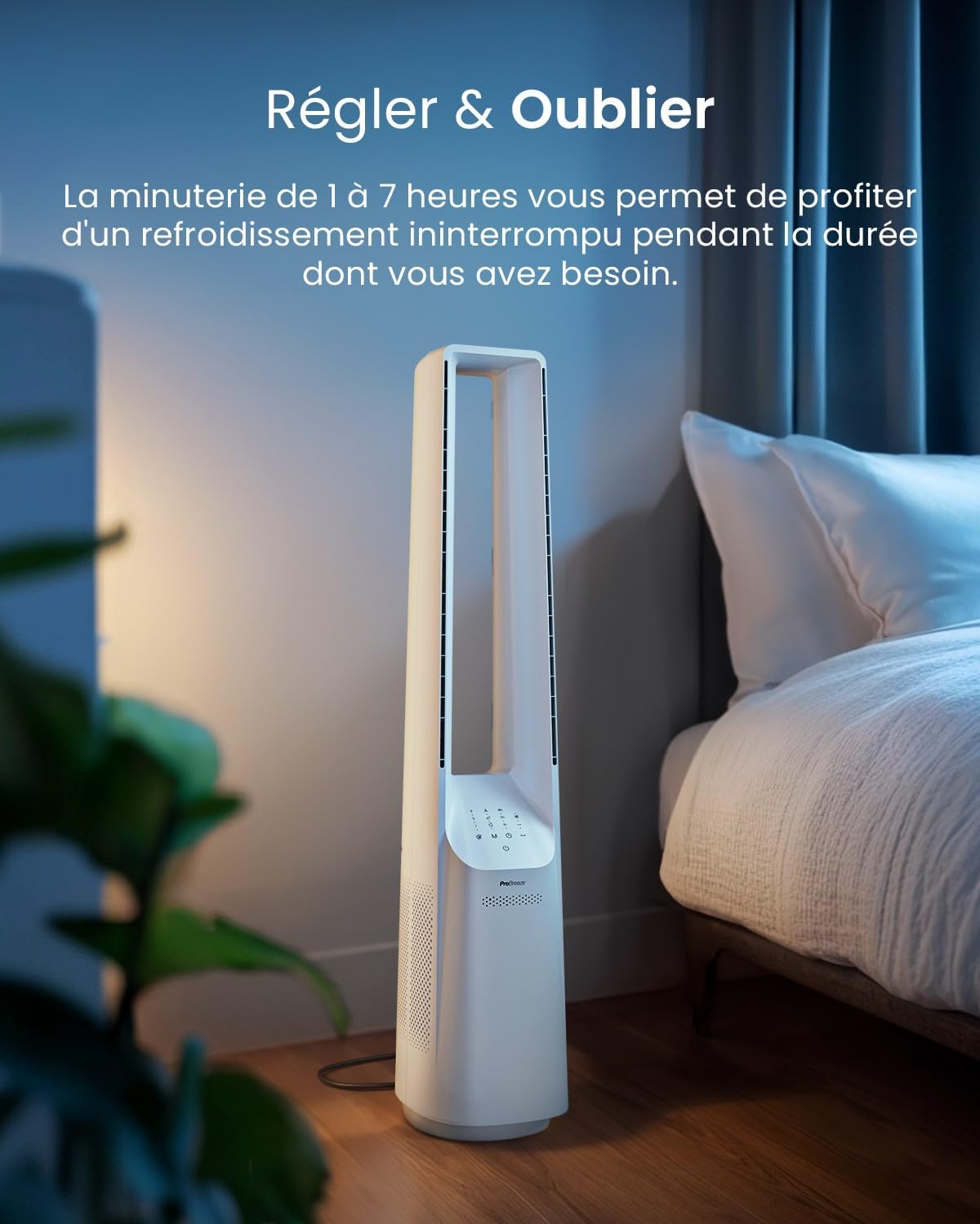 Pro Breeze - Ventilateur colonne, 101 cm - 6 vitesses, oscillation 60°, silencieux