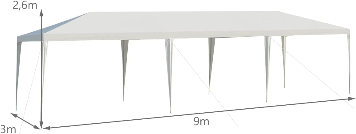 COSTWAY - Tonnelle jardin 3x9m, étanche, métal, 8 cordes, 16 piquets