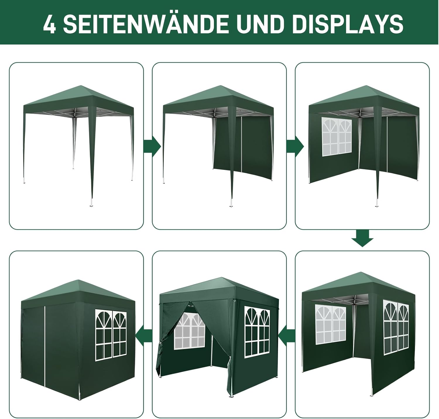 LEADZM - tonnelle pliante 2x2m - imperméable, UV50+, acier - LEADZM