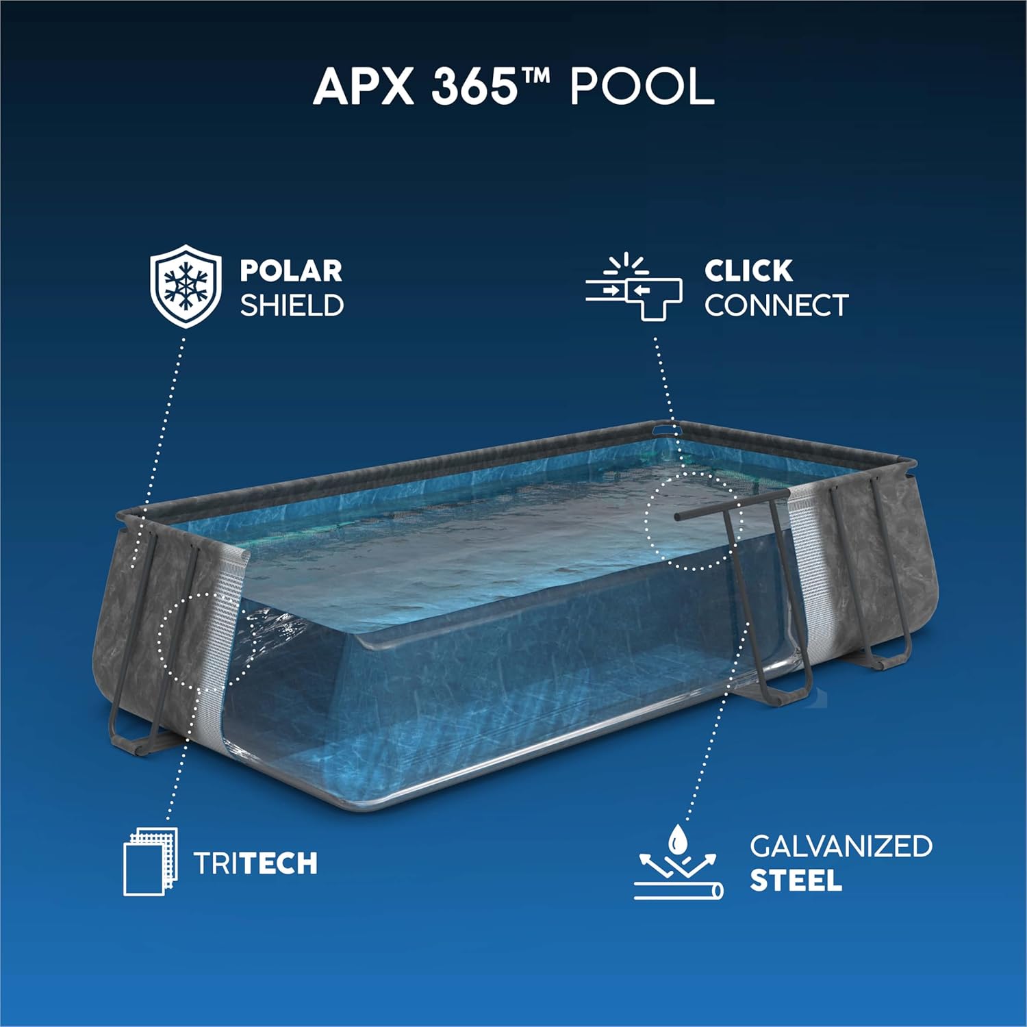 Bestway Piscine Hors Sol rectangulaire APX 365-732 cm x 366 cm x 132 cm - Gris foncé