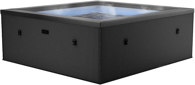 N NETSPA - Spa - Celestia - Semi-Rigide Carré 6 Places – Construction Portable en Mousse, Chauffage intégré et Couverture économe en énergie – Volume 1100l - Ø180xH70cm - Charcoal Black