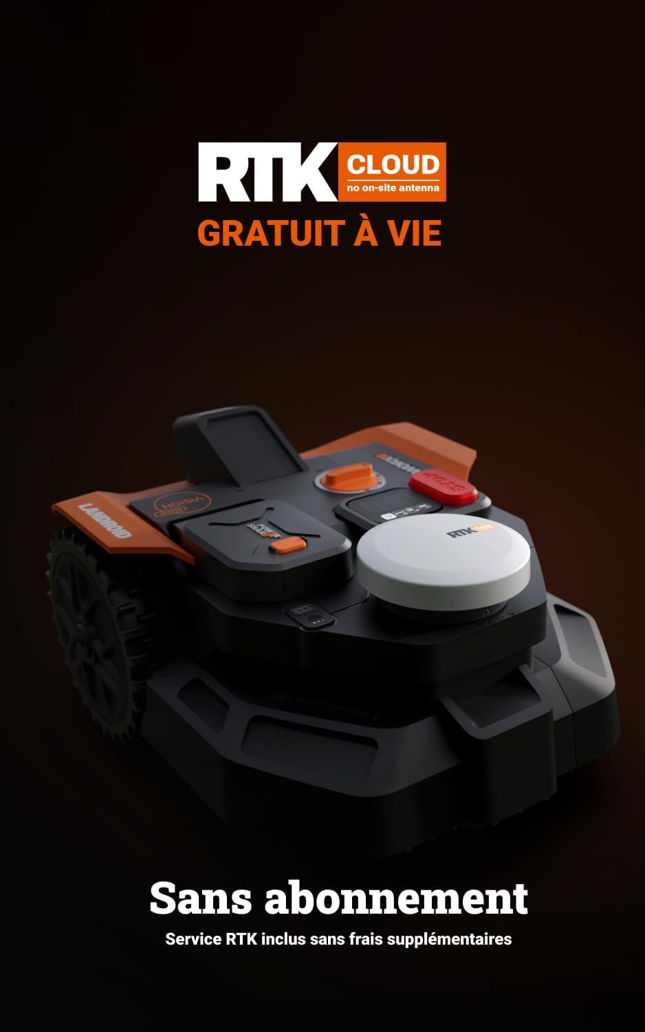 WORX - Tondeuse robot Vision Cloud 2WD - 500m², IA, VSLAM+RTK, appli - WR305E