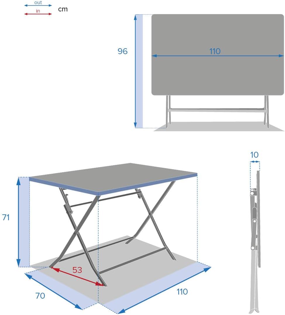 Hespéride - Greensboro - table de jardin pliante 4 places acier époxy antirouille