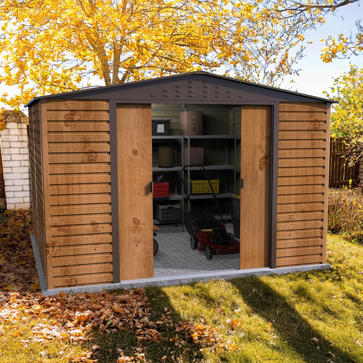Duramax - Alpine série - 10x10 (9,75m²) - abri métal toit renforcé, acier galvanisé, sans entretien