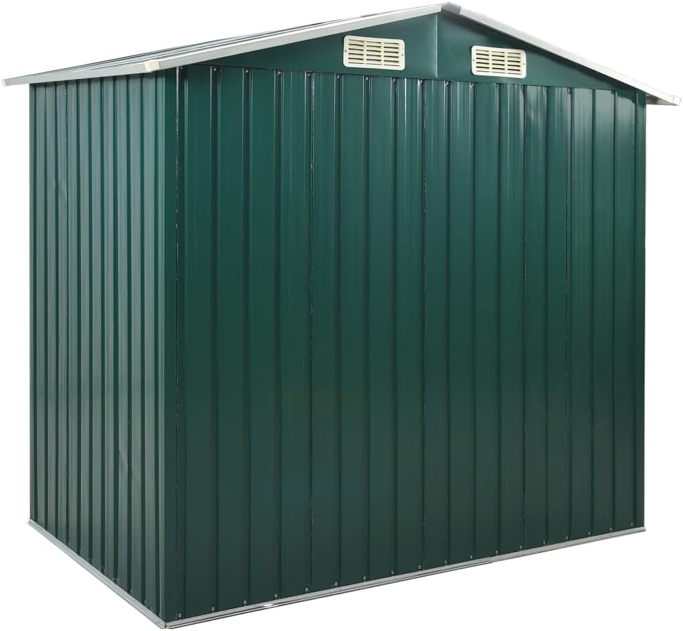 LAPOOH - Abri de Jardin avec étagère, 205x130x183 cm, fer, vert
