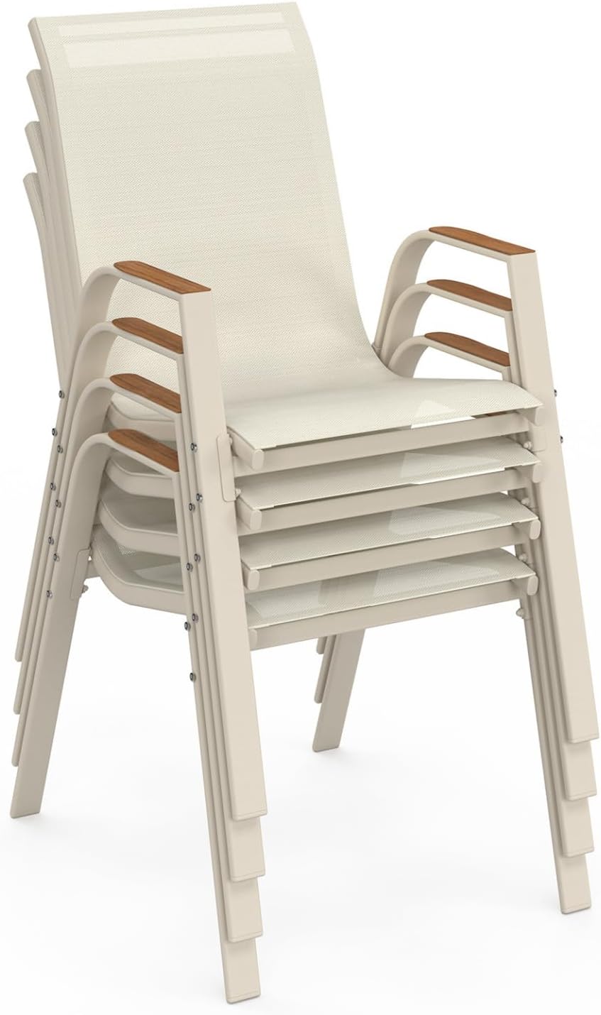 IDMarket - Noumea Salon jardin 190 cm verre-bois, 8 chaises empilables