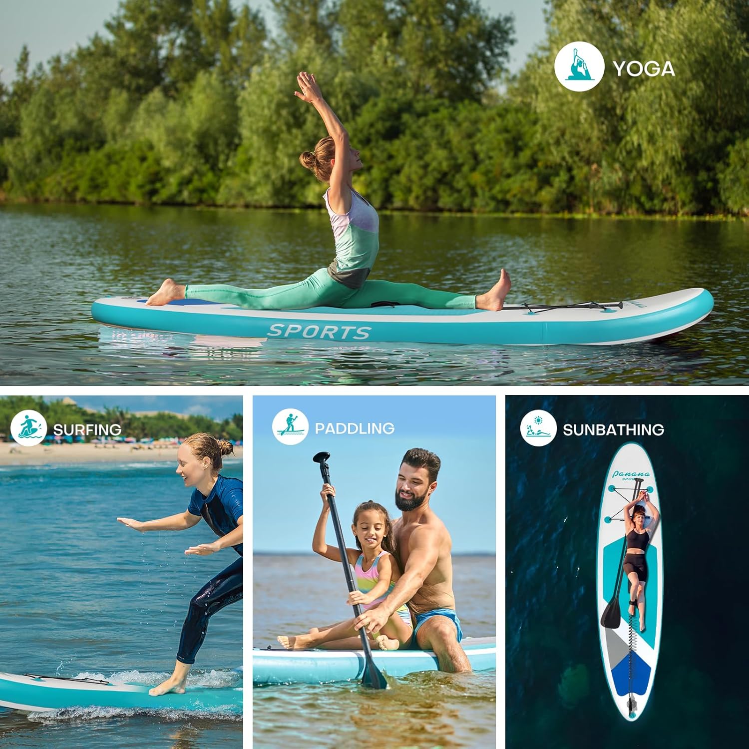 Panana - SUP gonflable adulte/jeune - légère, pont antidérapant