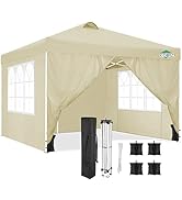 Cobizi Tonnelle 3 x 3, protection UV 50+, pliable, 3 x 3, étanche, stable, résistante à l'hiver, avec 4 parois latérales.