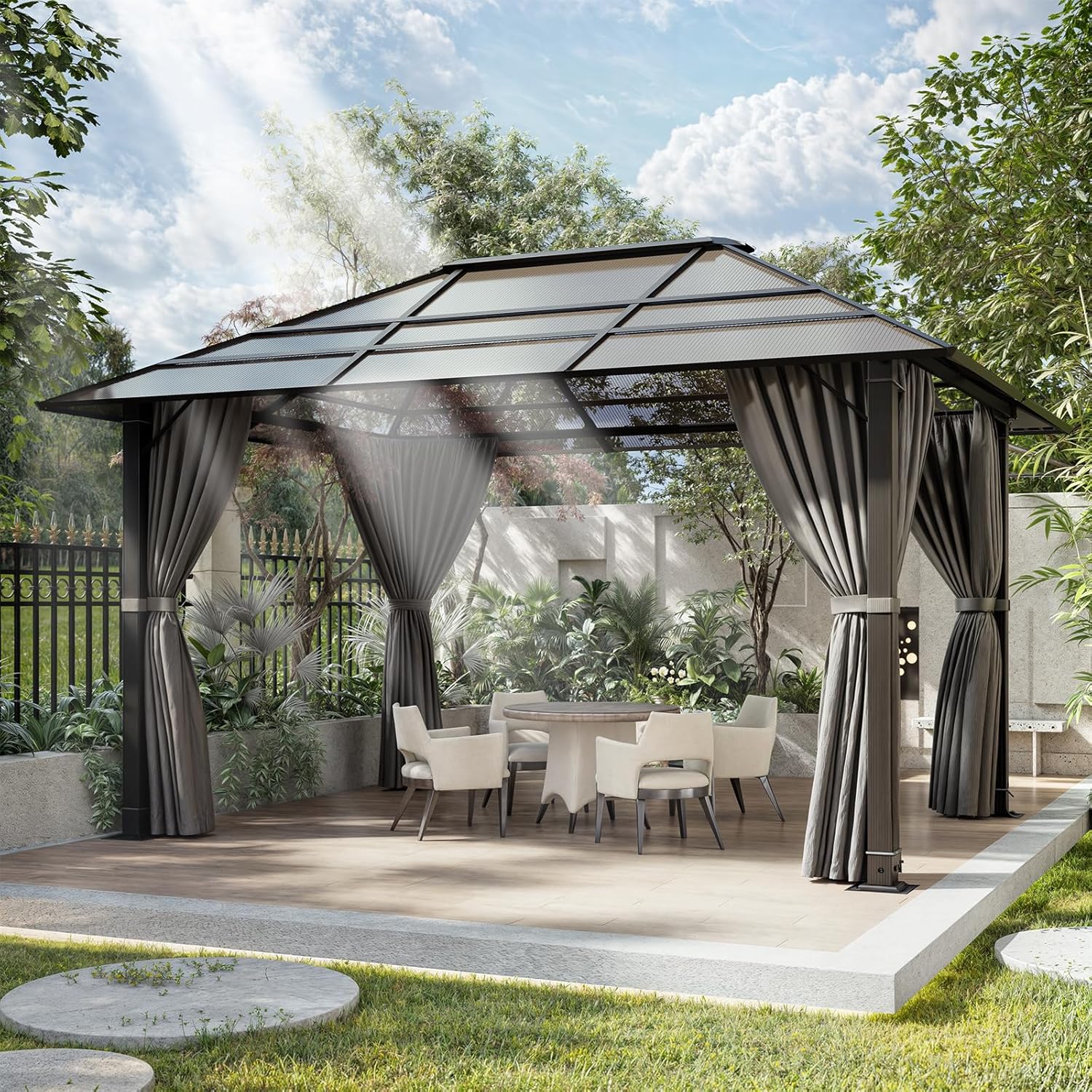 Devoko - tonnelle aluminium 3x4m - imperméable, toit UV, gris