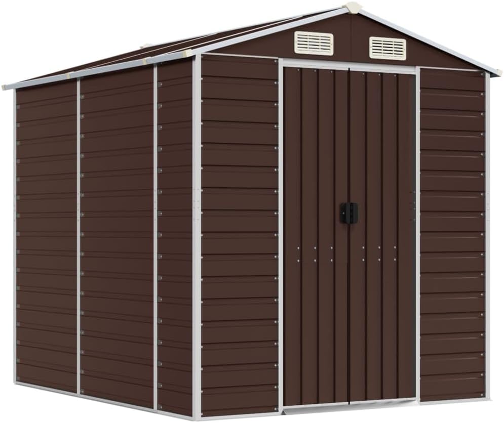 vidaXL - Abri de jardin acier, marron, 191x215x198 cm, galvanisé