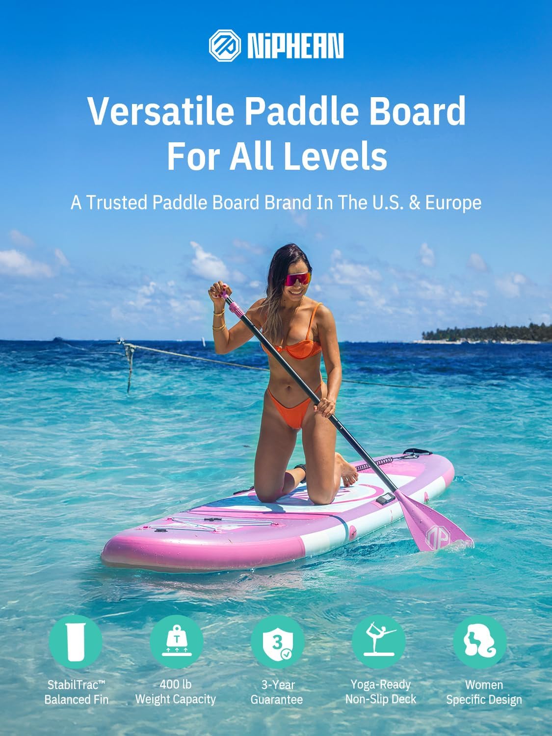 Niphean - Paddle gonflable adulte ultraléger, siège, aile, antidérapant, stabilité