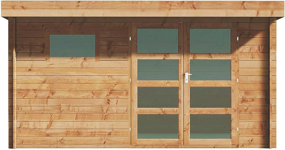 Vente-unique - abri de jardin bois toit plat 13m² 28mm épais CORALIO