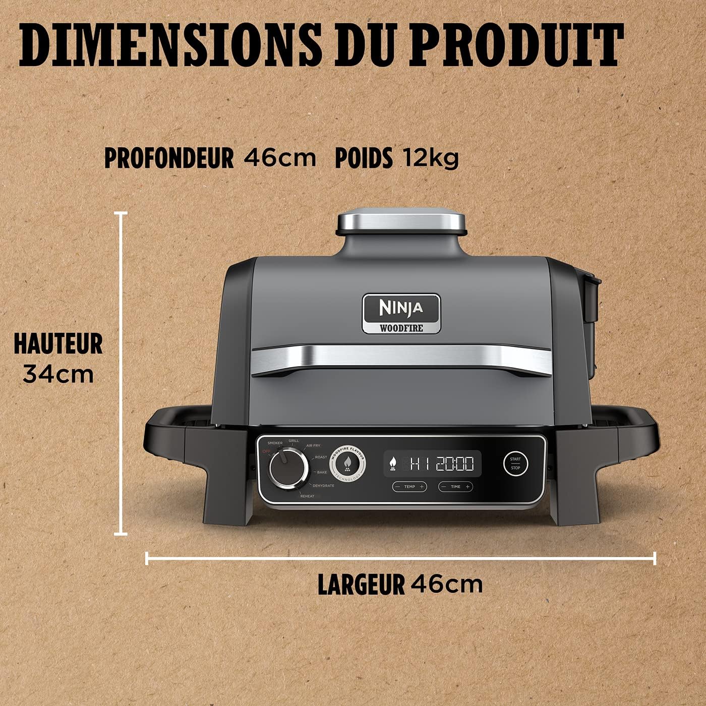 Ninja - barbecue électrique 7en1, air fryer, portatif, OG701EU