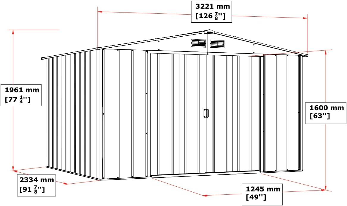 Duramax - ECO 10x8 - 7,28m² - Abri métal renforcé, toit acier vert