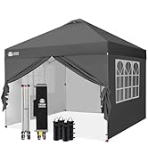 CROWN SHADES Tonnelle Pliante 3x3, Tente Pliable Imperméable avec Parois Anti UV, Pavillon Extéri...