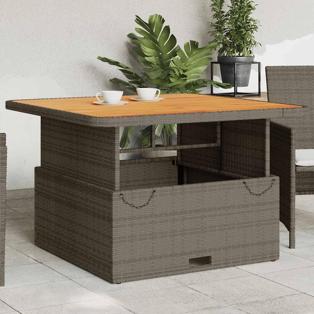 vidaXL - table basse jardin - gris résine tressée, bois acacia, patio,