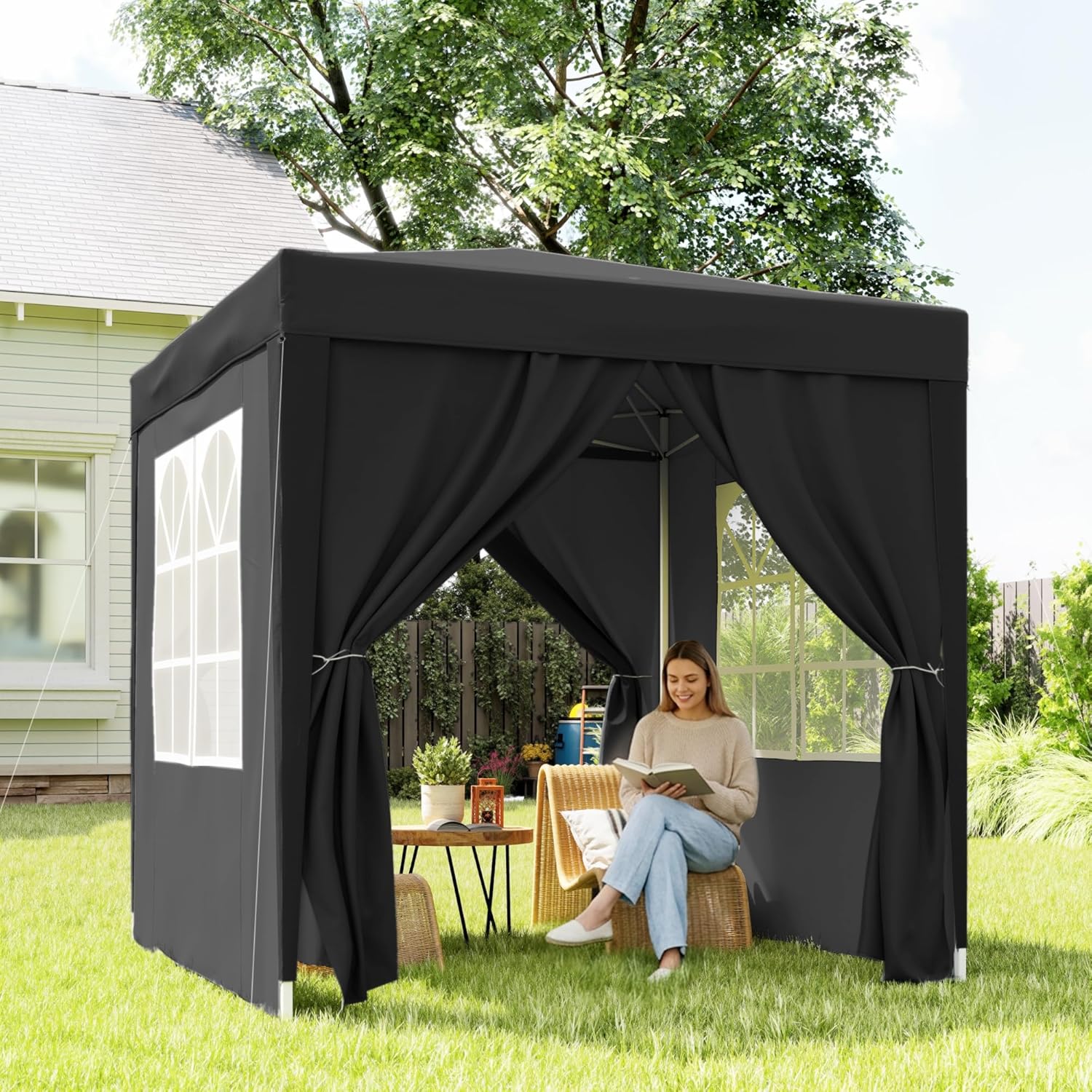 Outsunny - Tonnelle pliante 2x2m - hauteur réglable, 4 côtés, UV